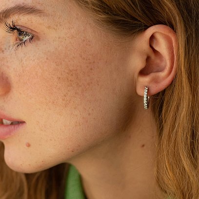 Золоті сережки - кільця з діамантами 314261121 №2