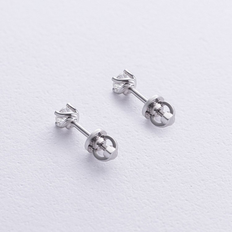 Серьги - пусеты с бриллиантами (белое золото) 35571121 от ювелирного магазина Оникс - 3