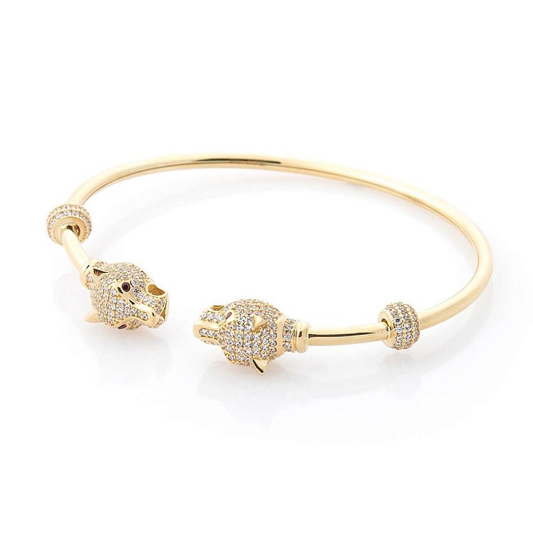 Золотий браслет "Дві пантери" (фіаніти) б03478 від ювелірного магазину Онікс - 1