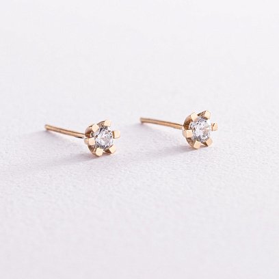 Золоті сережки - пусети (фіаніт) с05843