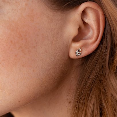 Золотые серьги - пусеты "Улитки" с бриллиантами 317251121 №5