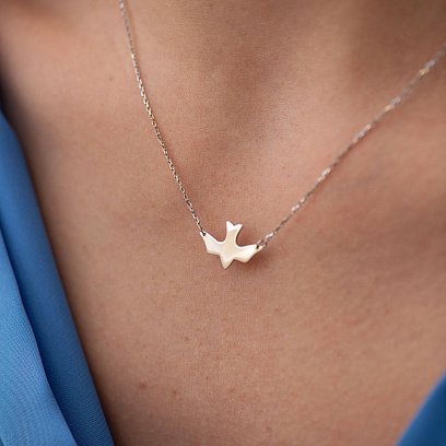 Колье "Ласточка" в белом золоте кол02365 №4