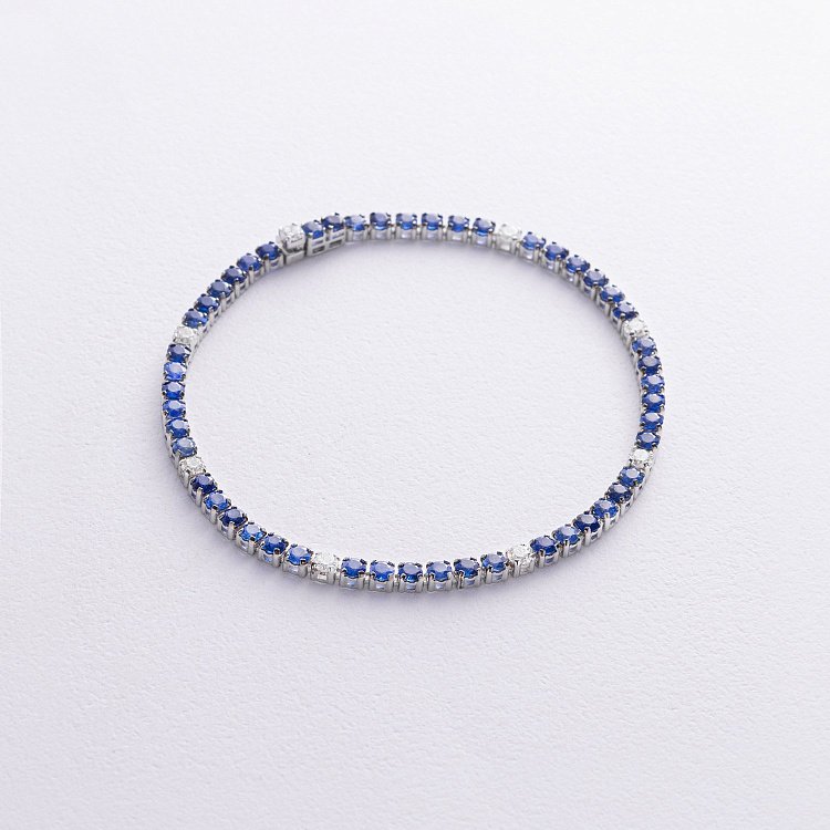 Золотой браслет с бриллиантами и сапфирами бб0058sth от ювелирного магазина Оникс