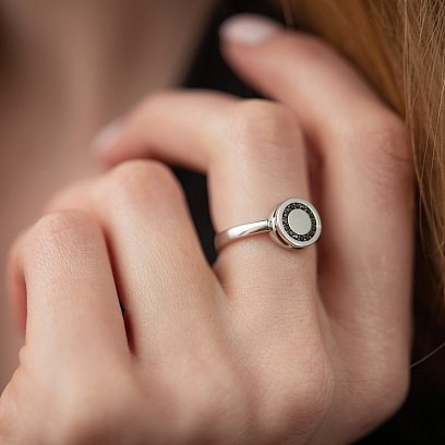 Золотое кольцо с черными бриллиантами 234521122 №6