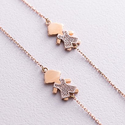 Золоте кольє "Мама і хлопчики" (фіаніти) кол00996 №3