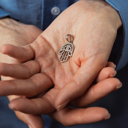 Срібний кулон "Хамса" з фіанітами 1190 №2