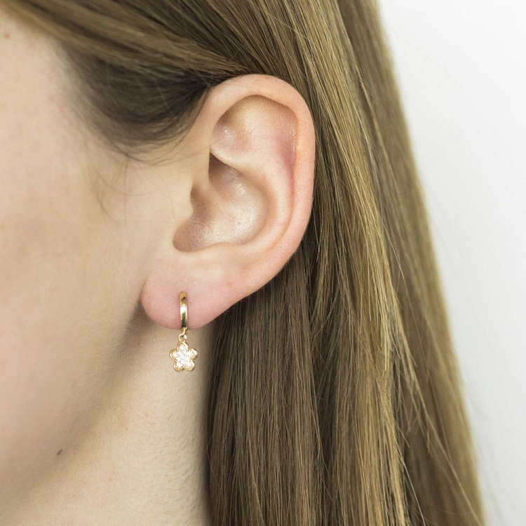 Детские золотые серьги "Цветочек" с04850 от ювелирного магазина Оникс - 4