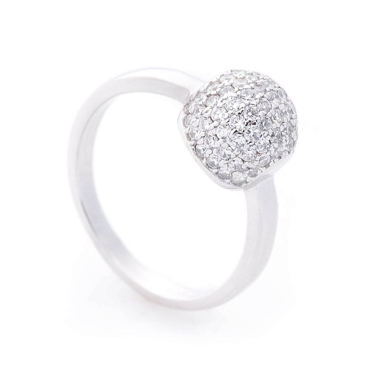 Серебряное кольцо "Шарик с фианитами" 112110 от ювелирного магазина Оникс