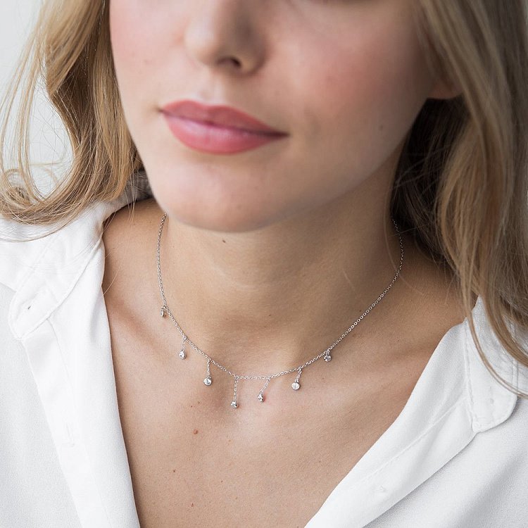 Срібне кольє "Краплі" з фіанітами 18666 від ювелірного магазину Онікс - 5