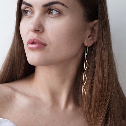 Золоті сережки - протяжки "Завиток" 580085 №4