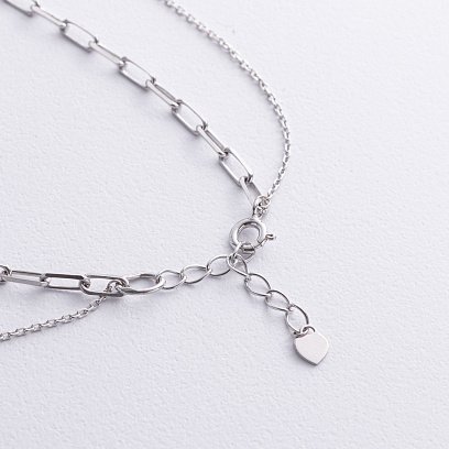 Двойное серебряное колье (фианит) 908-01591 №7