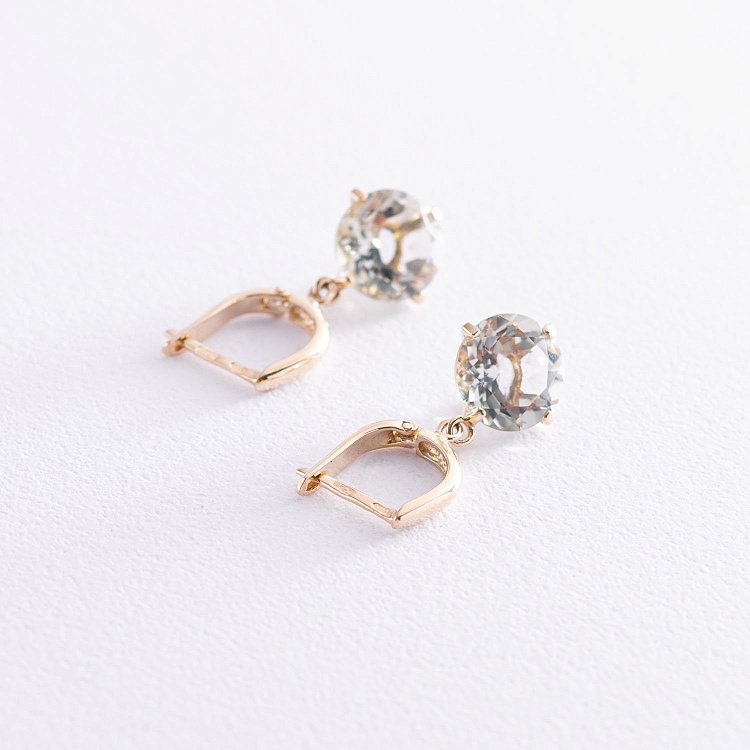 Золотые серьги "Влечение" с аметистом  с08528 от ювелирного магазина Оникс - 5