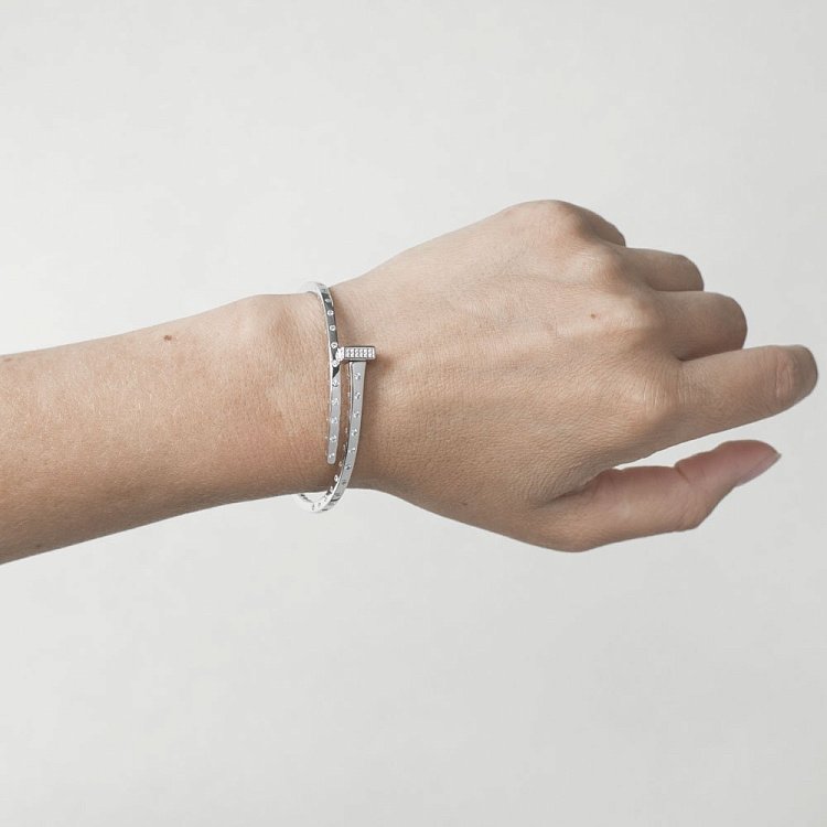 Срібний браслет "Цвях" з фіанітами 141150 від ювелірного магазину Онікс - 3