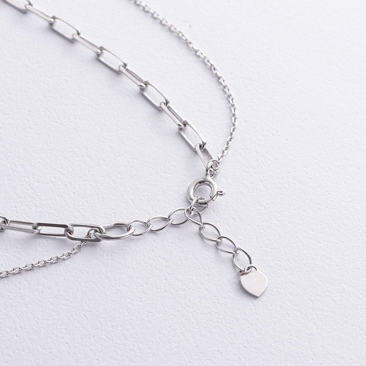 Двойное серебряное колье (фианит) 908-01591 от ювелирного магазина Оникс - 6