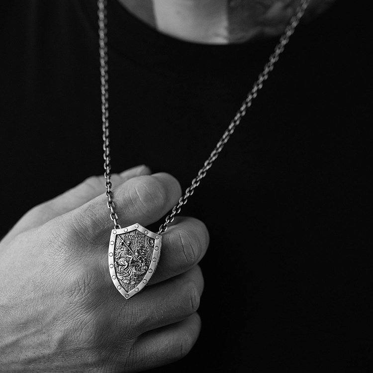 Срібний кулон - щит "Георгій Переможець" 026 від ювелірного магазину Онікс - 2