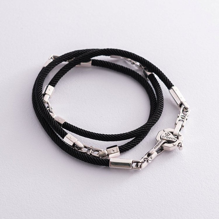 Шелковый шнурок с серебряной застежкой (0.4 см) Ш0036-4в/д4 от ювелирного магазина Оникс