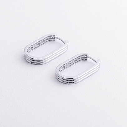 Серьги "Jenny" с фианитами (белое золото) с09580 №2