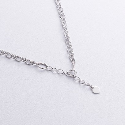 Двойное серебряное колье "Сердечко" (фианиты) 908-01589 №4