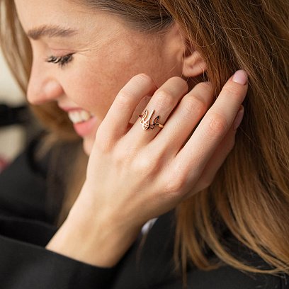 Кольцо  "Герб Украины - Тризуб" в красном золоте к07098 №5