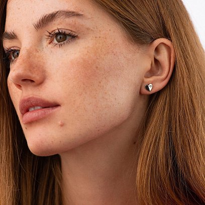 Золотые серьги "Сердечки" с фианитами с06722 №2