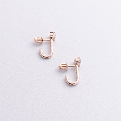 Серьги - пусеты "Rita" с фианитами (красное золото) с09060 №3