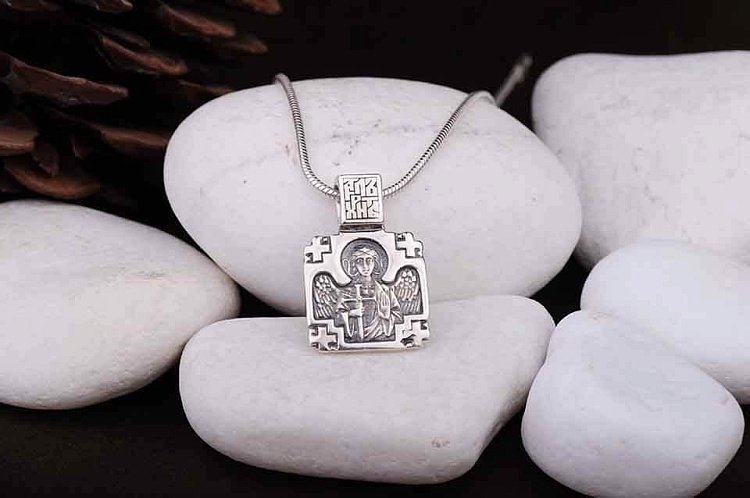 Подвеска "Священномученик Дионисий (Денис) Ареопагит. Ангел Хранитель" 131450 от ювелирного магазина Оникс - 1