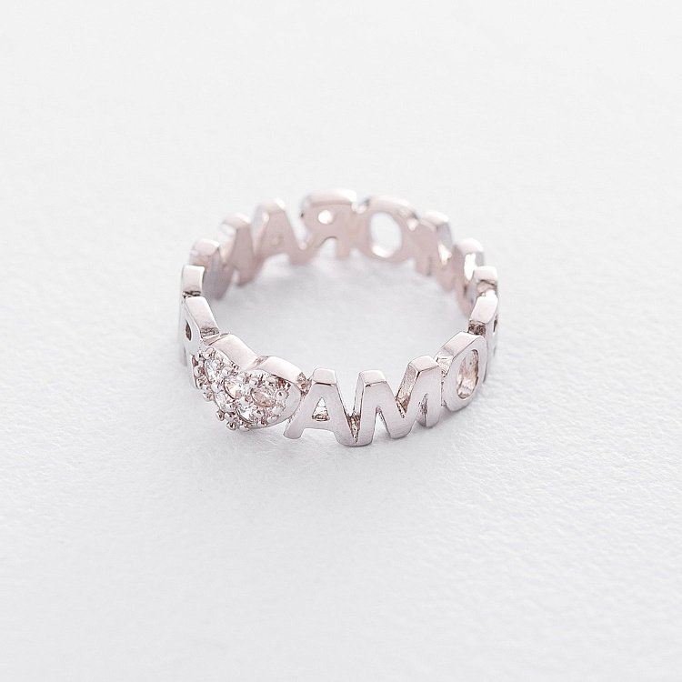 Серебряное кольцо "Amor" с фианитами 112223 от ювелирного магазина Оникс