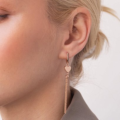 Золоті сережки "Сердечка" з ланцюжками с07847 №2