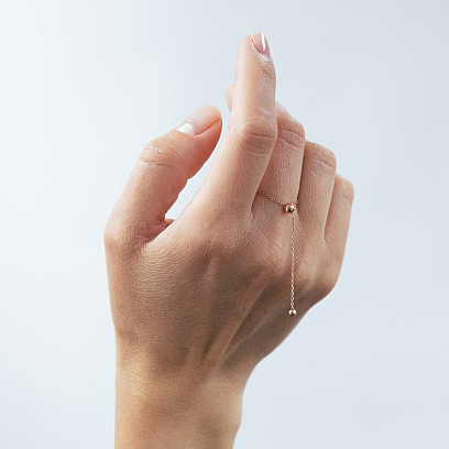 Каблучка "Кулька на ланцюжку" у червоному золоті к08110 №2