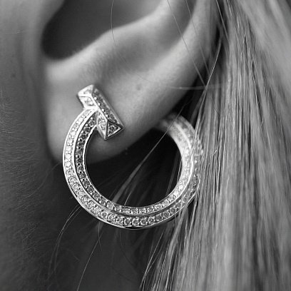 Сережки - пусети "Evelyn" у білому золоті (фіаніти) с08669 №9