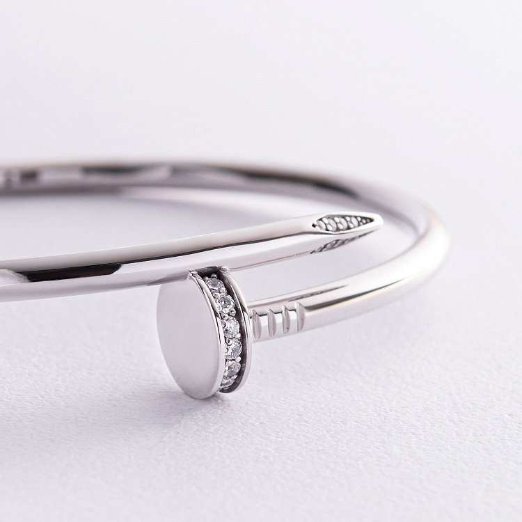 Золотий браслет "Цвях" з фіанітами б05255 від ювелірного магазину Онікс - 2