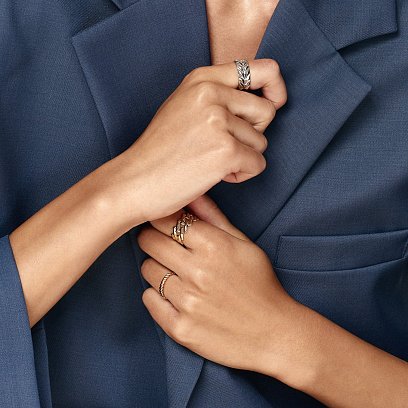 Широкое золотое кольцо "Catalina" к08183 №4