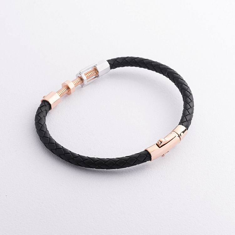 Каучуковий браслет з червоного та білого золота б05812 від ювелірного магазину Онікс - 2