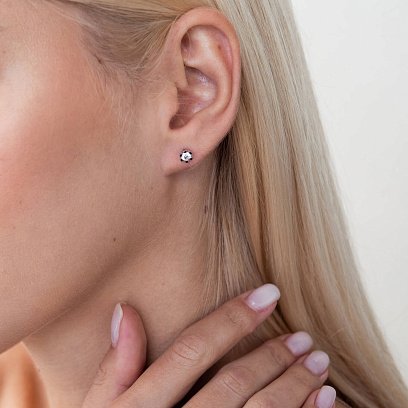 Золоті сережки - пусети з фіанітами с05849 №2