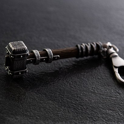 Серебряный брелок "Молот викинга" с эбеном 1116 №9