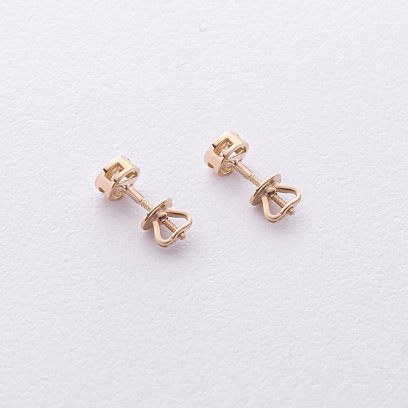 Золоті сережки - пусети з фіанітами с09184 №2