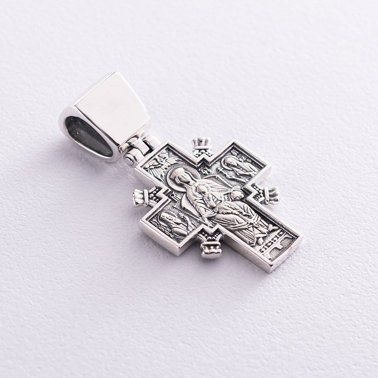 Срібний православний хрест "Ісус Христос" Цар царів. "Ікона Божої Матері" Державна "(чорніння) 132487 від ювелірного магазину Онікс - 1