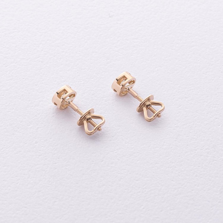 Золоті сережки - пусети з фіанітами с09184 від ювелірного магазину Онікс - 1