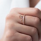Золотое кольцо с сердечком и ключиком (фианит) к06242 от ювелирного магазина Оникс - 3