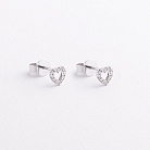 Золотые серьги - пусеты "Сердечки" с бриллиантами сб0673ca от ювелирного магазина Оникс - 1