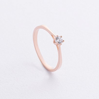 Помолвочное золотое кольцо с фианитом к08229