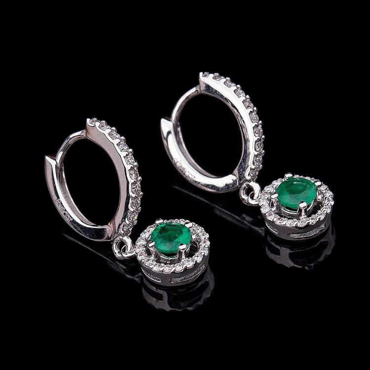 Золоті сережки з діамантами і смарагдами LDE0523-p від ювелірного магазину Онікс - 2