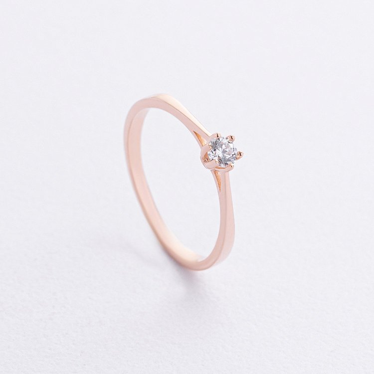 Помолвочное золотое кольцо с фианитом к08229 от ювелирного магазина Оникс