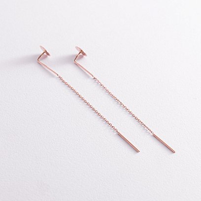 Сережки - протяжки "Монетки" у червоному золоті с07845 №4