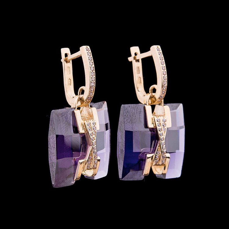 Золоті сережки з фіанітами с03101 від ювелірного магазину Онікс