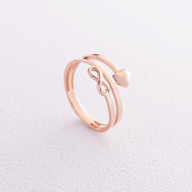 Каблучка "Сердечко і нескінченність" у червоному золоті к07111 від ювелірного магазину Онікс