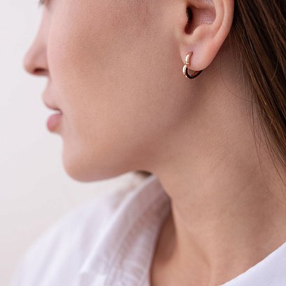 Серьги "Сердечки" в красном золоте с07423 №5