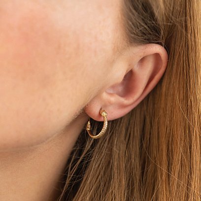 Сережки - пусети "Грумучі змії" у жовтому золоті с09078 №4