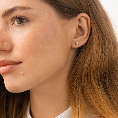 Золотые серьги - пусеты с бриллиантами сб0571z №4