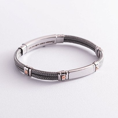 Мужской браслет с серебряной и золотой вставкой Zancan EXB577R-GR №3